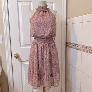 NWT West Kei Nordstrom High Neck floral chiffon dress Size XS